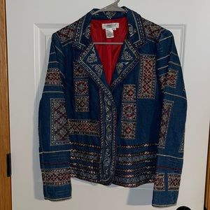 Coldwater Creek Embroidered Blazer Jacket Womens sz S